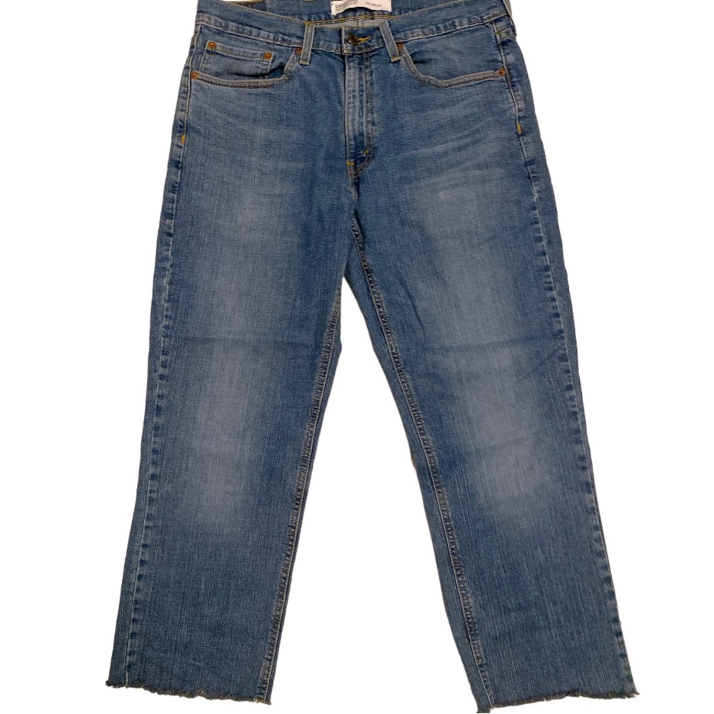 LEVI’S S67 Athletic Fit Straight Leg Cropped Raw Hem Denim Jeans W34xL25